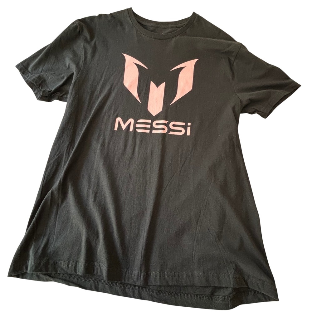 Messi Collection Graphic T-Shirt Women's L Black Pink Logo NWT Athleisure
